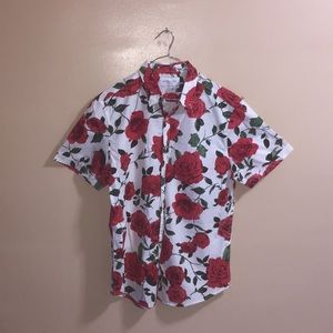 Rose Button Up Hawaiian Shirt
